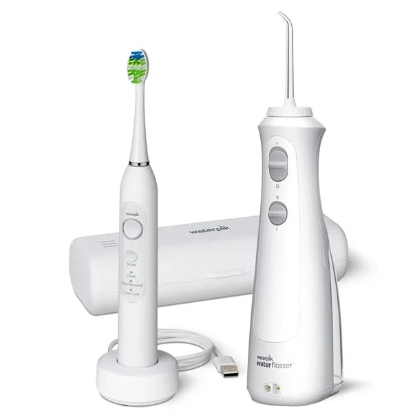 Sensonic™ Electric Toothbrush and Cordless Pearl Water Flosser Combo – White (STW-03-WF-13)